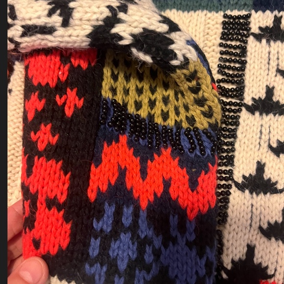 Zara wool blend embellished patchwork knit sweater limited edition NWT - Picture 9 of 15